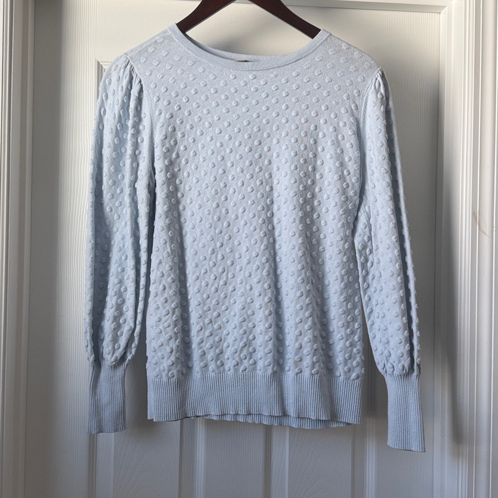 LOFT Light Blue Dot-Texture Sweater